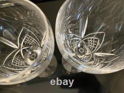 Vintage Edinburgh Cut Crystal Pair Skye Wine Glasses Stems Goblets Scotland