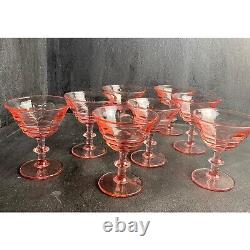 Vintage Elegant Pink Depression Wine Cocktail Glass Set Of 8 Paden City's Cherig