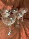 Vintage Elegant Set Cut Crystal Stem Etched Pressed Champagne Wine Glasses