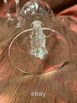 Vintage Elegant Set Cut Crystal Stem Etched Pressed Champagne Wine Glasses