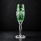 Vintage Emerald Green Cut to Clear Crystal Champagne Flute Grape Design 9