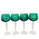 Vintage Emerald Vintage Green Cut Crystal Wine Drinking Glasses Set of 4