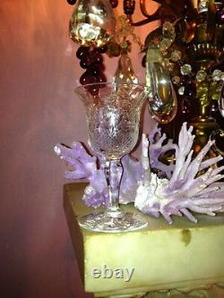 Vintage Engraved Crystal Stemware, 24 Glasses, 3 Sizes, Beautiful Cond, Gorgeous