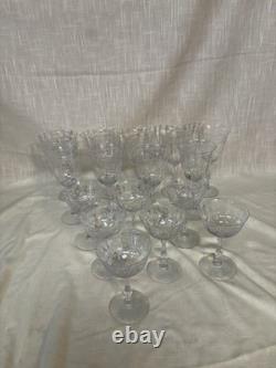 Vintage Etched Crystal Stemware Set Elegant Ornate Floral Pattern