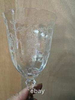 Vintage Etched Crystal Stemware Set Elegant Ornate Floral Pattern