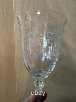 Vintage Etched Crystal Stemware Set Elegant Ornate Floral Pattern