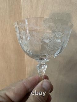 Vintage Etched Crystal Stemware Set Elegant Ornate Floral Pattern