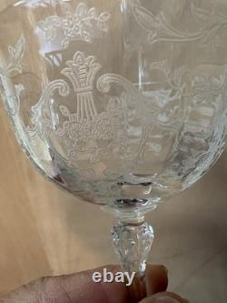 Vintage Etched Crystal Stemware Set Elegant Ornate Floral Pattern