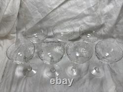 Vintage Etched Crystal Stemware Set of 7 Wine Glasses & Coupes Fostoria Style