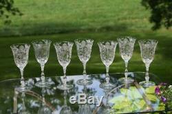 Vintage Etched Crystal Wine Glasses- Water Goblets, Cambridge, Rose Point