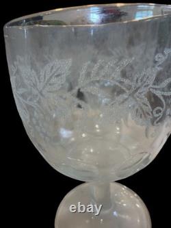 Vintage Etched Glass Goblets Set 12 Gold Rim 20oz Large Wine Glasses Vintage Etched Glass Goblets Set 12 Gold Rim 20oz Large Wine Glasses