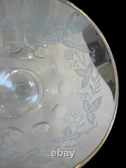 Vintage Etched Glass Goblets Set 12 Gold Rim 20oz Large Wine Glasses