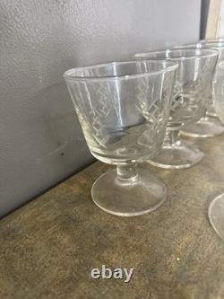 Vintage Etched Stemware Glass Lot Coupe Wine Cordial Mixed Sizes No Maker
