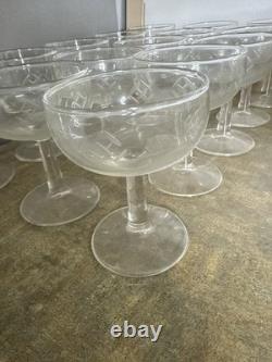 Vintage Etched Stemware Glass Lot Coupe Wine Cordial Mixed Sizes No Maker