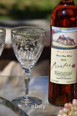 Vintage Etched Wine Glasses 1950s, Wedding Wine Glasses, Large Dinner parties