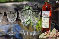 Vintage Etched Wine Glasses 1950s, Wedding Wine Glasses, Large Dinner parties