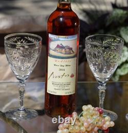 Vintage Etched Wine Glasses 1950s, Wedding Wine Glasses, Large Dinner parties