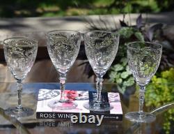 Vintage Etched Wine Glasses 1950s, Wedding Wine Glasses, Large Dinner parties