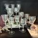 Vintage Etched Wine Glasses Assorted Mixed Makers Clear Stemware Set of 12