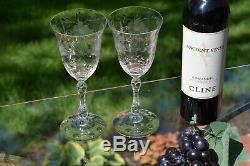 Vintage Etched Wine Glasses, Set of 4, Cambridge, Lucia, 1940's