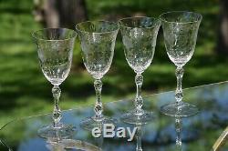 Vintage Etched Wine Glasses, Set of 4, Cambridge, Lucia, 1940's