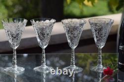Vintage Etched Wine Glasses, Set of 4, Fostoria, Mayflower, circa 1938
