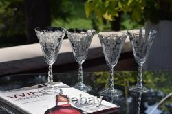 Vintage Etched Wine Glasses, Set of 4, Fostoria, Mayflower, circa 1938