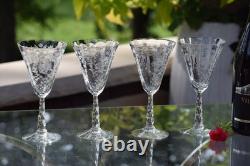 Vintage Etched Wine Glasses, Set of 4, Fostoria, Mayflower, circa 1938