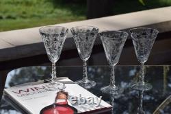 Vintage Etched Wine Glasses, Set of 4, Fostoria, Mayflower, circa 1938