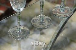 Vintage Etched Wine Glasses, Set of 6, Tall Etched Etched Stem Wine glasses