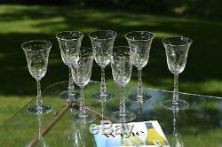 Vintage Etched Wine Glasses, Set of 7, Port Wine, Dessert Wine Glasses, 5 oz