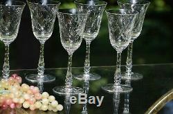 Vintage Etched Wine Glasses, Set of 7, Port Wine, Dessert Wine Glasses, 5 oz