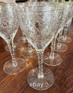 Vintage European Hand Cut Crystal Stemware Wine Cordials Set Of 11 Elegant