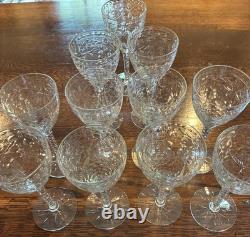 Vintage European Hand Cut Crystal Stemware Wine Cordials Set Of 11 Elegant