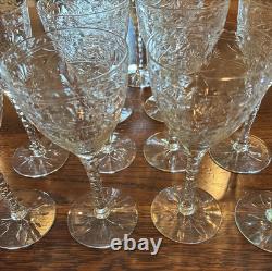 Vintage European Hand Cut Crystal Stemware Wine Cordials Set Of 11 Elegant