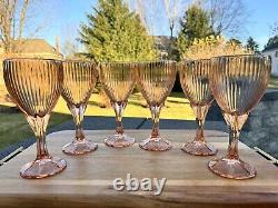 Vintage FOSTORIA MONET PEACH 7.5 water/wine glasses 8 Oz set Of 6