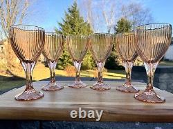 Vintage FOSTORIA MONET PEACH 7.5 water/wine glasses 8 Oz set Of 6