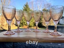 Vintage FOSTORIA MONET PEACH 7.5 water/wine glasses 8 Oz set Of 6