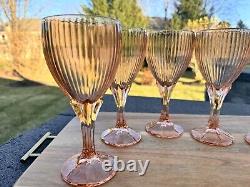 Vintage FOSTORIA MONET PEACH 7.5 water/wine glasses 8 Oz set Of 6