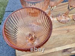Vintage FOSTORIA MONET PEACH 7.5 water/wine glasses 8 Oz set Of 6