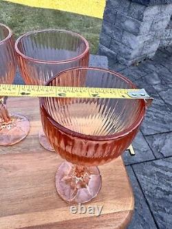 Vintage FOSTORIA MONET PEACH 7.5 water/wine glasses 8 Oz set Of 6