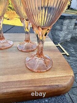 Vintage FOSTORIA MONET PEACH 7.5 water/wine glasses 8 Oz set Of 6