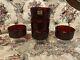 Vintage FRENCH Luminarc Ruby Red Champagne / Wine Glasses / Dessert Bowls