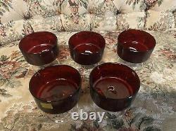 Vintage FRENCH Luminarc Ruby Red Champagne / Wine Glasses / Dessert Bowls