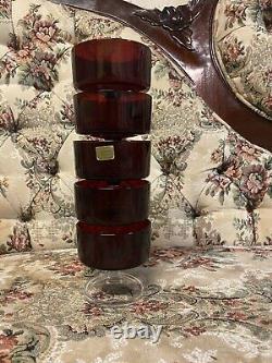 Vintage FRENCH Luminarc Ruby Red Champagne / Wine Glasses / Dessert Bowls