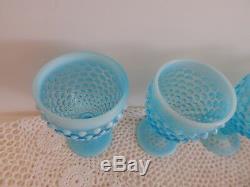 Vintage Fenton Blue Opalescent Hobnail Water Wine Stemmed Glass