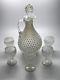 Vintage Fenton Hobnail French Opalescent Decanter and 5 Wine Glasses