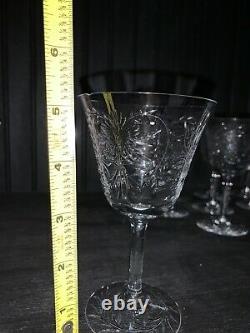 Vintage Floral Clear Cut Wine Stems (9)