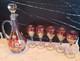 Vintage Floral Wine Glasses & Decanter, Bohemian Red & Gold Set of 6 MCM EUC