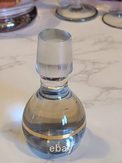 Vintage Floral Wine Glasses & Decanter, Bohemian Red & Gold Set of 6 MCM EUC